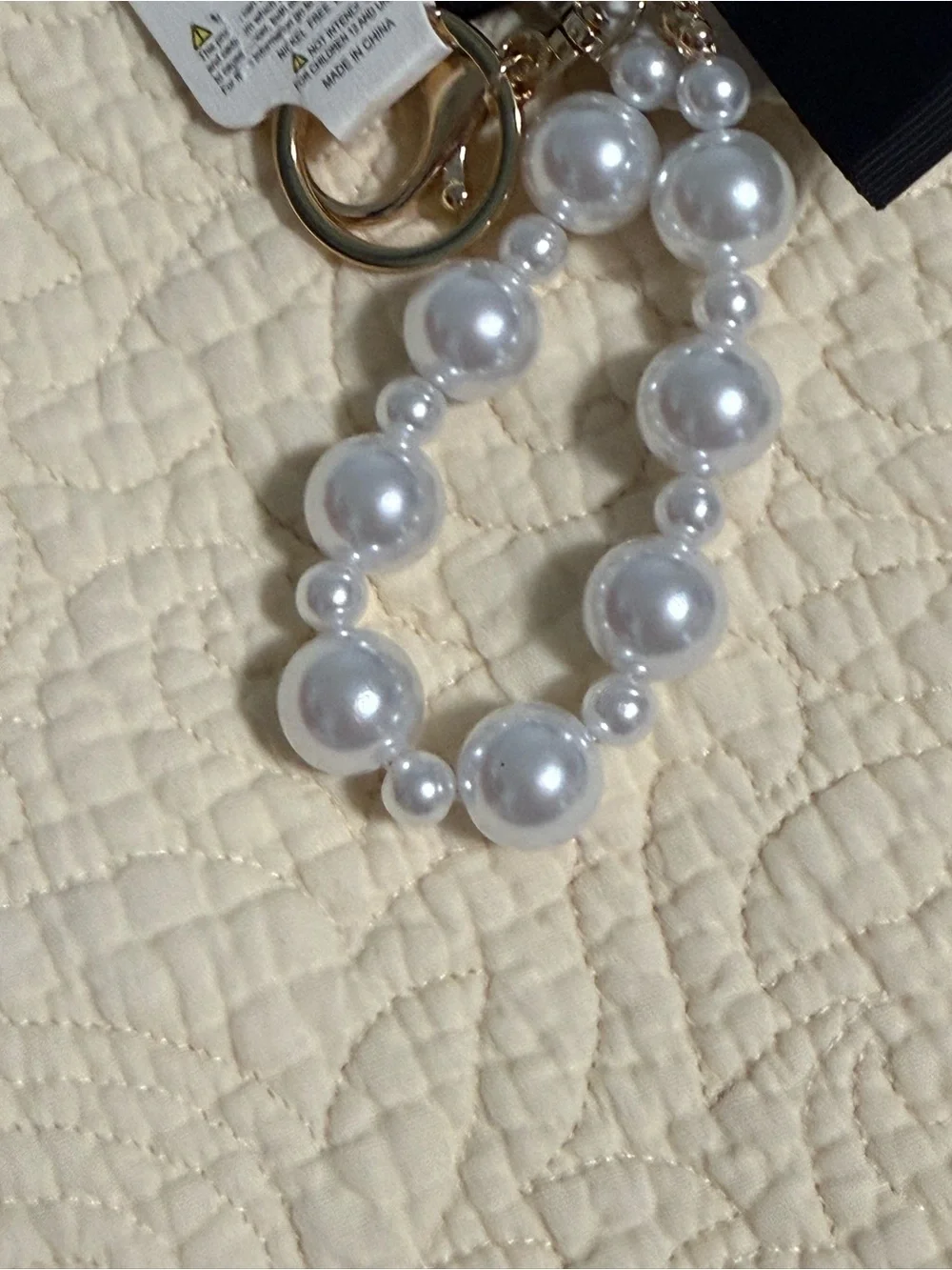 Bag charm/keychain White Flower w/ Pearl & black chain! You pick one!!! NWT